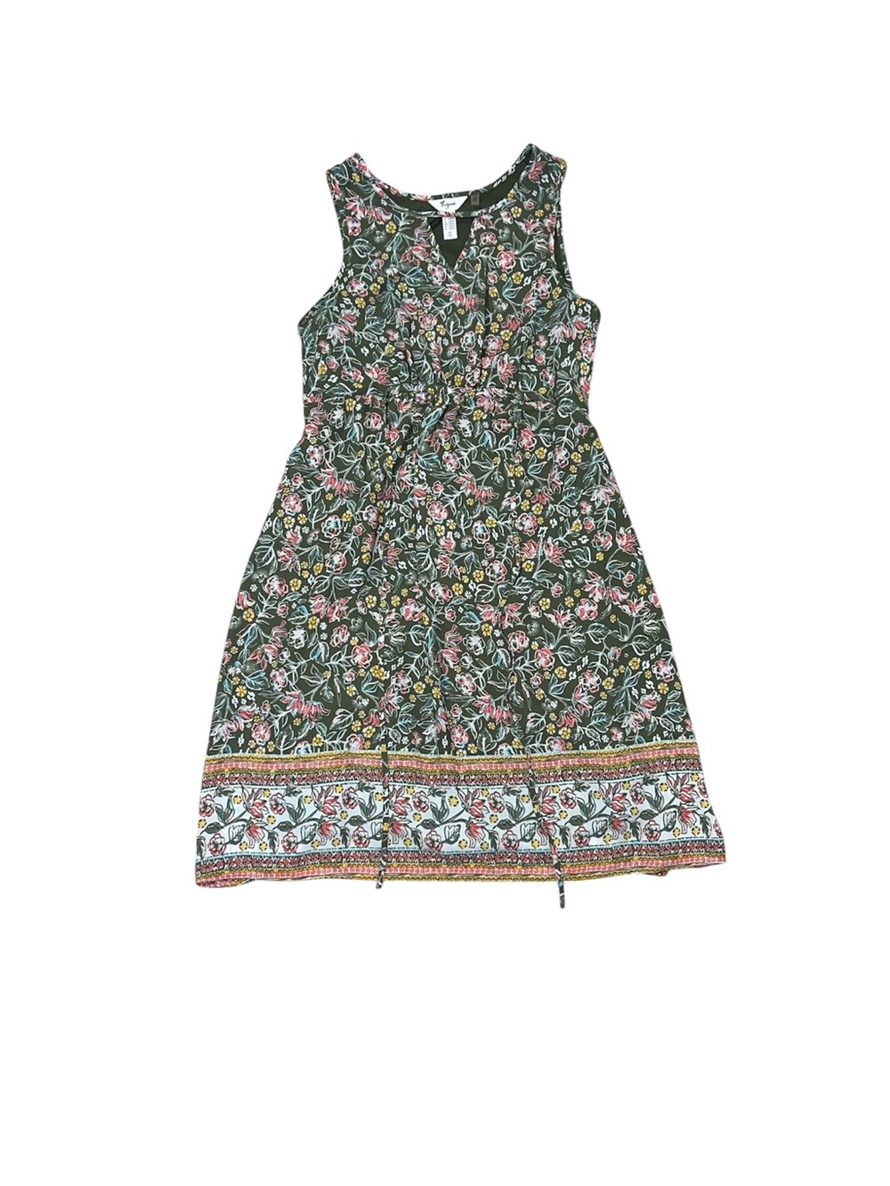 Thyme Green Floral Midi Dress Women’s Size XXS Flowy Flowers Prairie Feminine